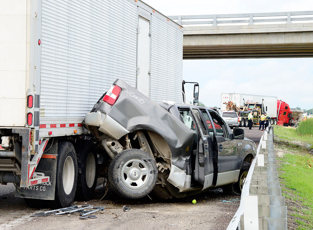 Ford F-150 truck remains crushed